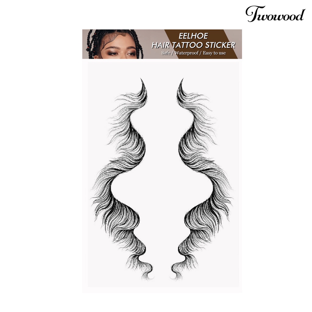 Twowood 12Pcs /Set Rambut Tato Stiker Tahan Air Styling Rambut Ultra Tipis Curling Tepi Rambut Bayi Rambut Stiker Untuk Kecantikan