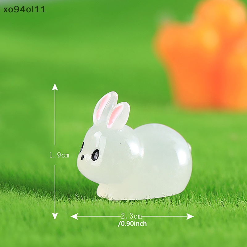 Xo Mainan Patung Kelinci Miniatur Bercahaya, Glow in Dark Resin Mini Peri Kelinci OL