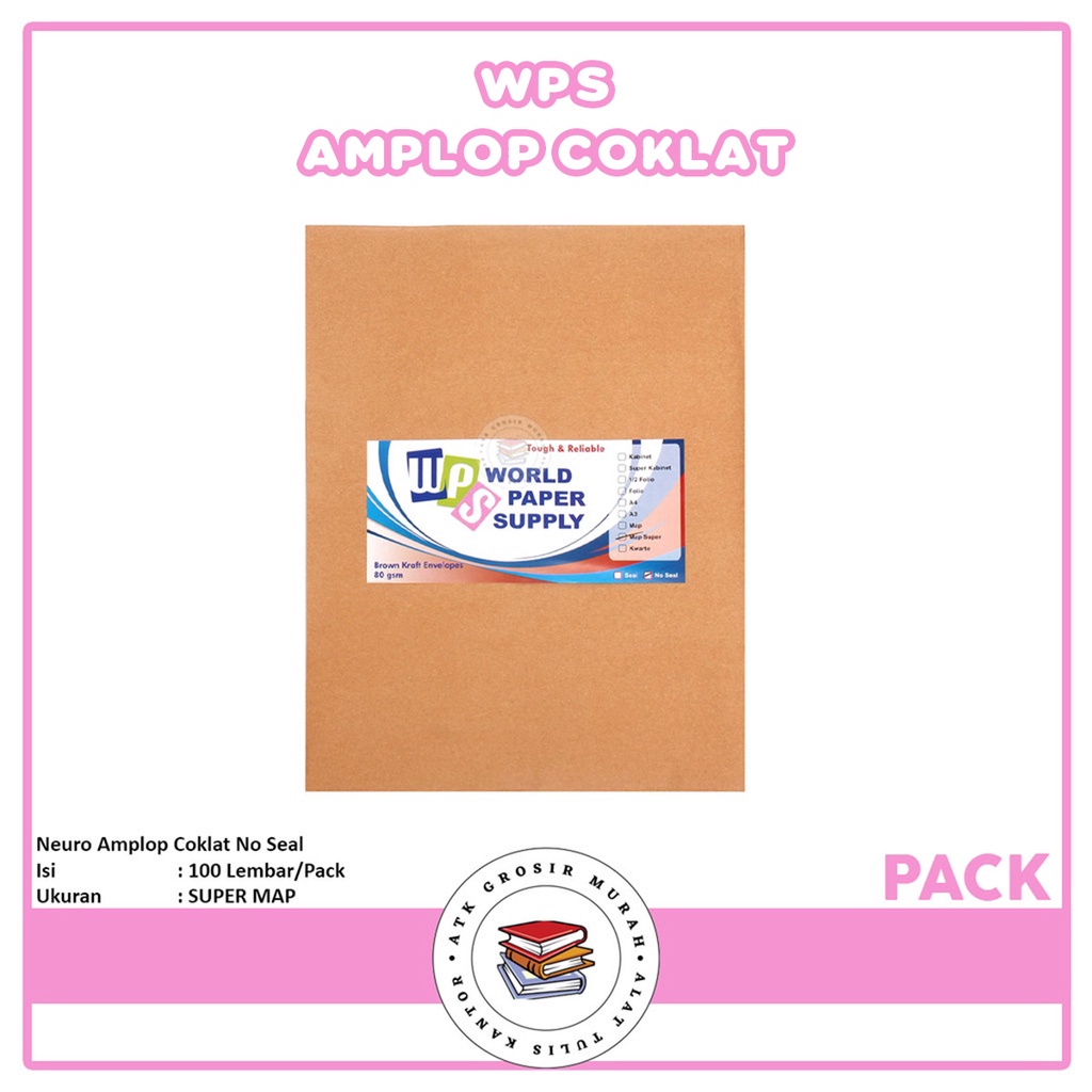 

WPS - Amplop Coklat Polos Ukuran Super Map Non Seal - Pack