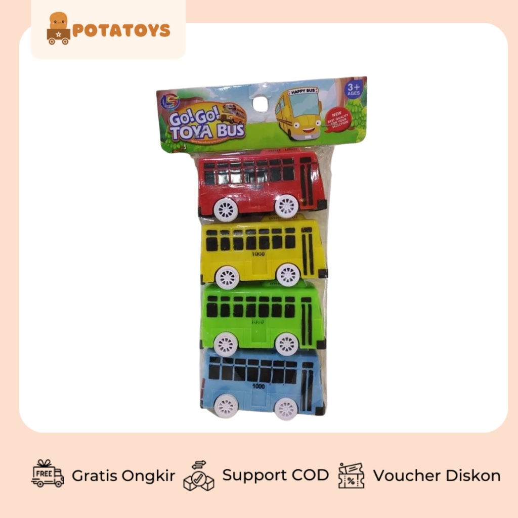 [ Potatoys ] Mainan Anak Bus Tayo Set / Go Go Toya Bus / Tayo Bus Isi 4 pcs