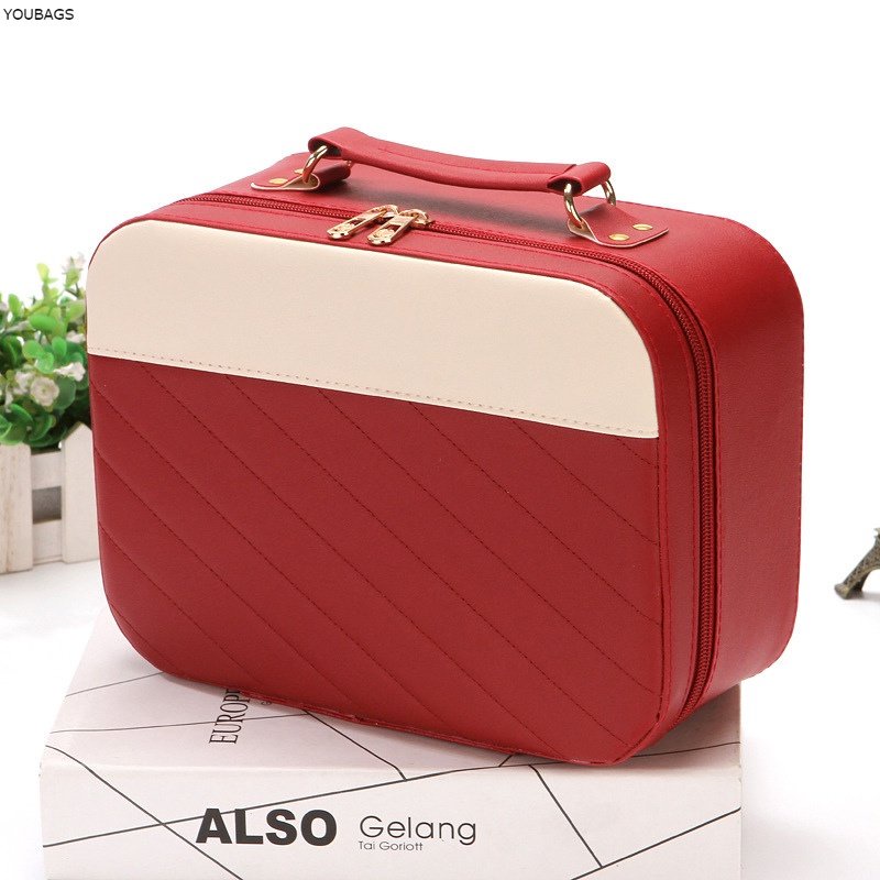 YBS Kotak Penyimpanan MUA Kosmetik Perjalanan dengan Kapasitas Besar dan Portabel untuk Wanita, Tampil Stylish