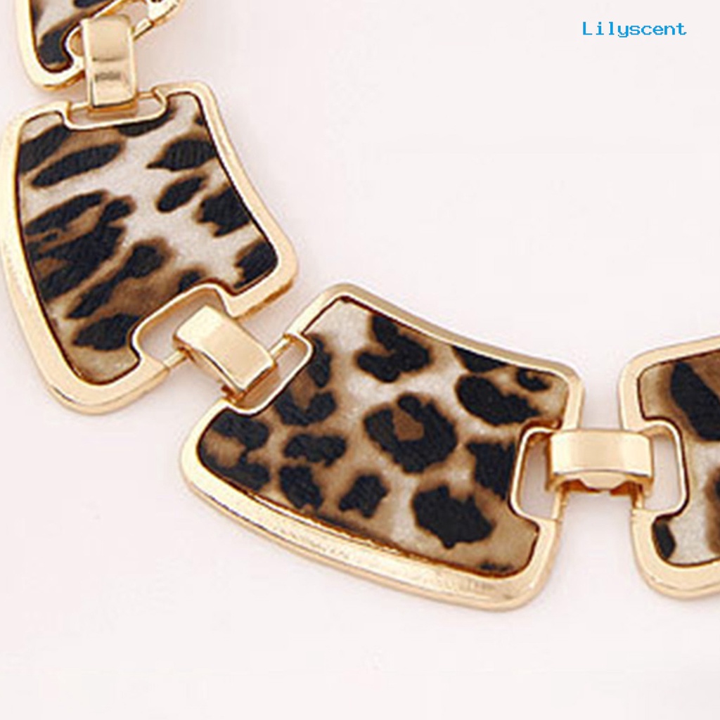 [LS]1 Set Statement Kalung Berlebihan Besar Mewah Elegan Retro Leopard Wanita Kait Anting Kit Fashion Perhiasan