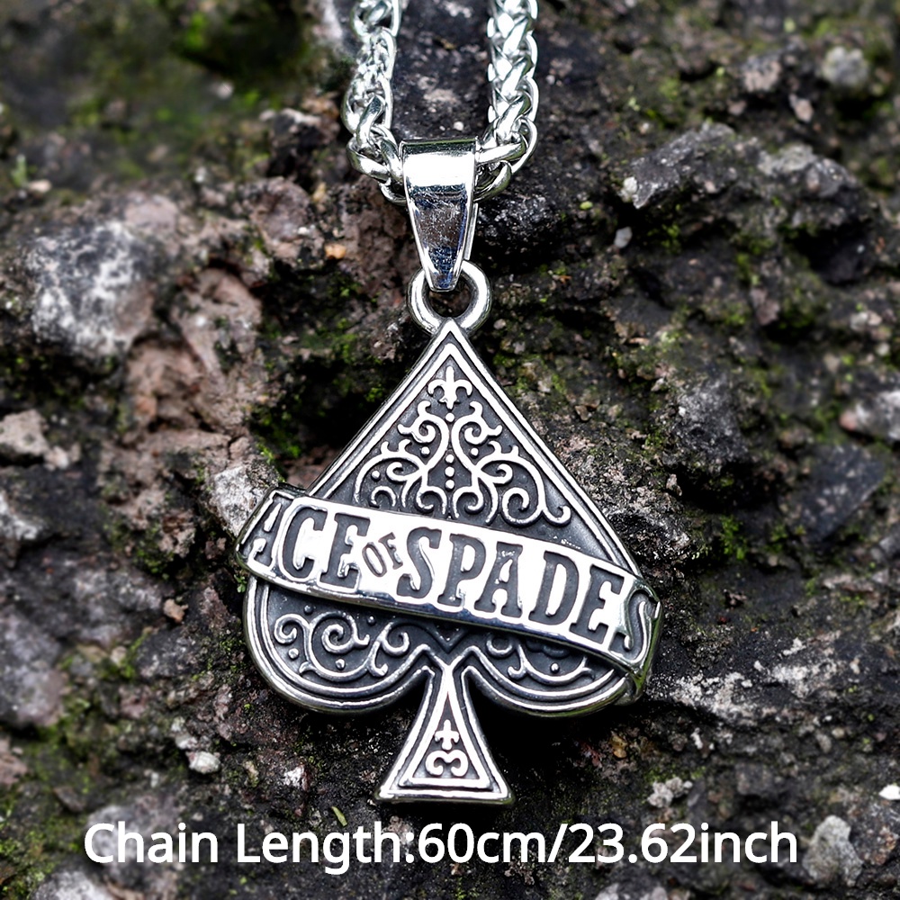 Kalung Liontin Poker Ace of Spades Desain Baru Untuk Pria Perhiasan Bentuk Hati Untuk Hadiah