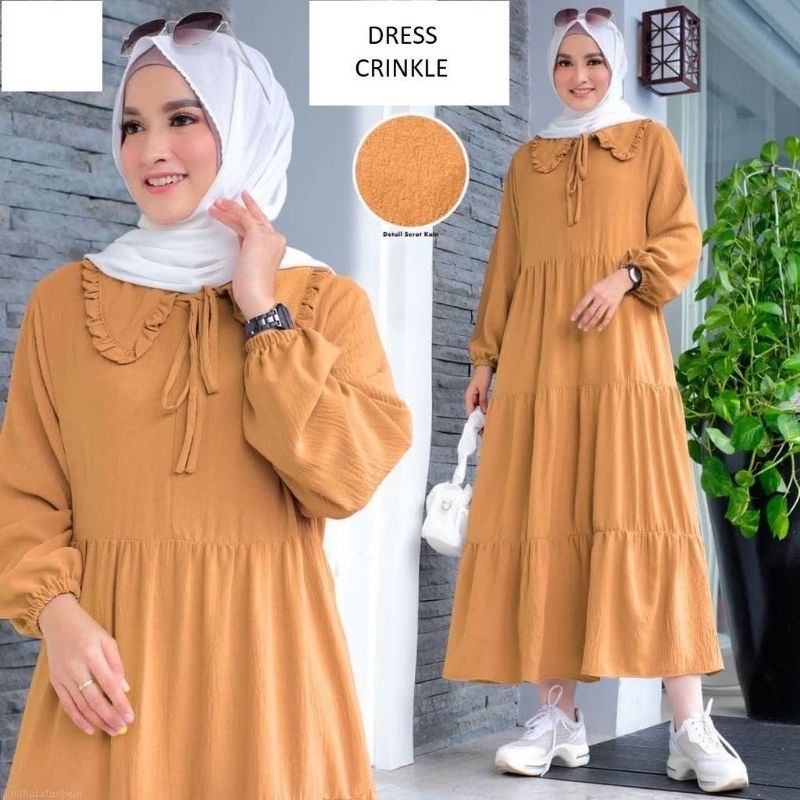 Pungky Midi Dress Gamis Crinkle Airflow Dress Busui Frendly terbaru