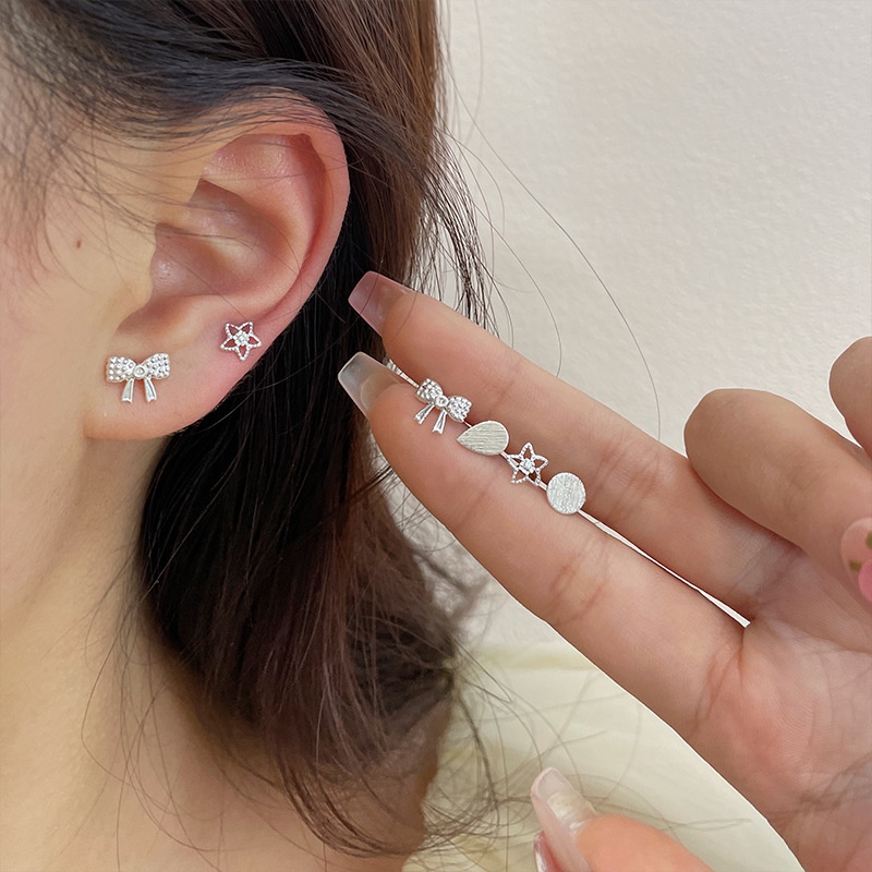 Baru 1pasang S925 Sterling Silver Paku Telinga Twist Sekrup Tindik Ear Studs Earrings