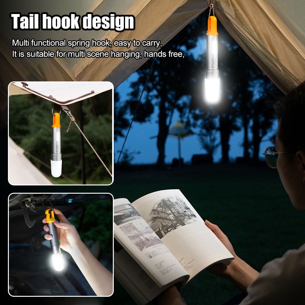 8mode Pencahayaan LED COB Lampu Sorot Z8 Cahaya Kuat Senter Obor Sangat Terang Outdoor Camping Tenda Lampu Gantung IPX4 Tahan Air Flash Light Senter Genggam Isi Ulang