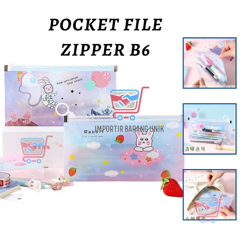 

IMB -I403- Pocket File Zipper - Tempat Penyimpanan Pensil - Pouch Zipper Motif Karakter