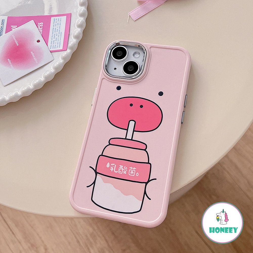 Casing Piggy Phone Botol Susu Lucu Untuk iPhone 14 Pro Max Case iPhone 11 Pro Max13 12 Pro Max7 8Plus Xr Xs Sweet Pink Shockproof Back Cover