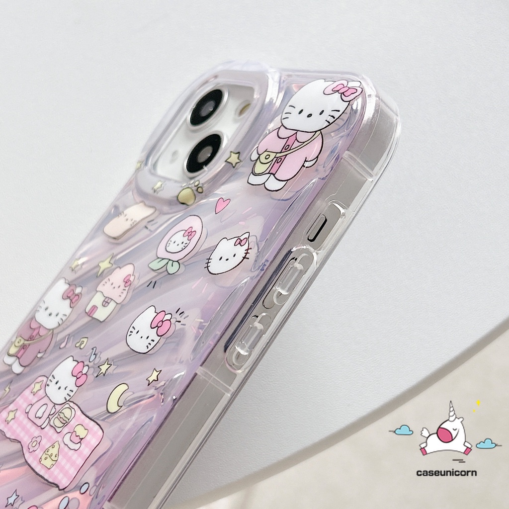 IPHONE Kartun Lucu Hello Kitty Case Kompatibel Untuk Iphone13 11 14 12 Pro MAX XR 7Plus 6 8 6S Plus X XS MAX SE 2020 3D Stereo Korgasi Kreatif Vintage Angka keypad Kartu Warna Case