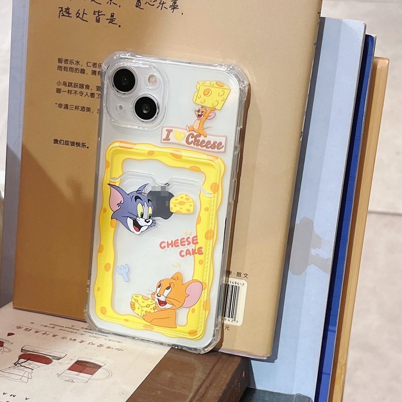 Card Case Cheese Tom &amp; Jerry Soft Case HP iP iPhone 14 13 12 11 Pro X XS XR Max 7 8 + Plus Yellow FTD Casing Apple