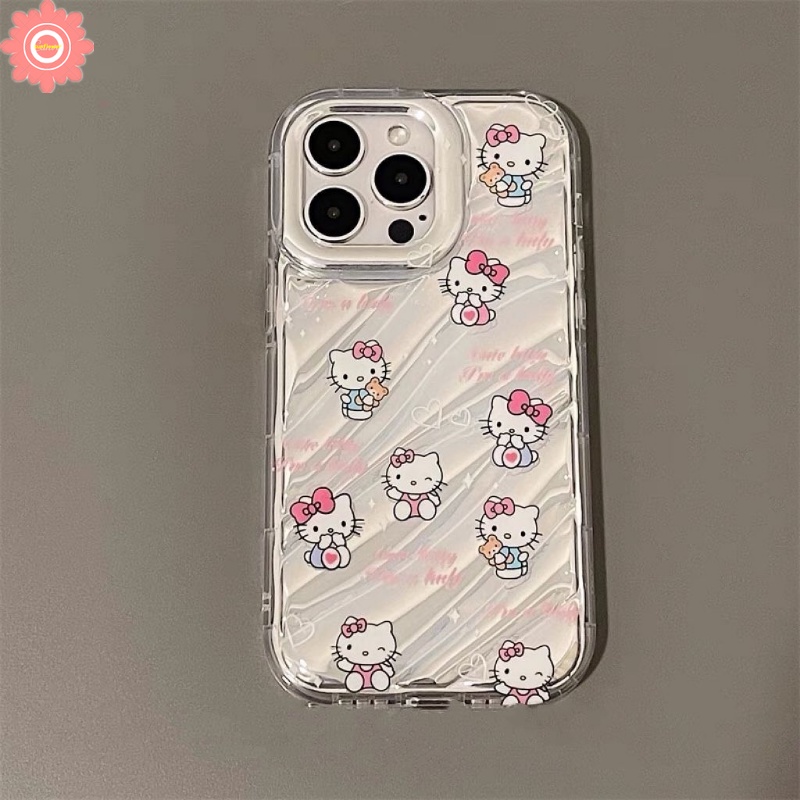 IPHONE Casing Kartu Laser Kerut Stereo 3D Kompatibel Untuk Iphone11Xr 7Plus 13 14 12 Pro Max7 8 6 6S Plus X XS MAX SE 2020kartu Kartun Hello Kitty Vintage Digital Tombol Ponsel Soft Cover