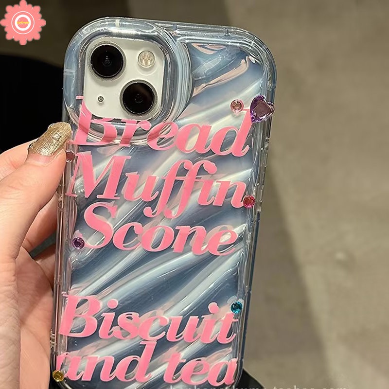 IPHONE Casing Huruf Bagus Bagus Simple Kompatibel Untuk Iphone11 13 12 14 Pro MAX 7Plus XR X XS Max7 8 6 6S Plus SE 2020 Dazzle Color Kartu Laser Mewah 3D Stereo Kerut Soft Cover