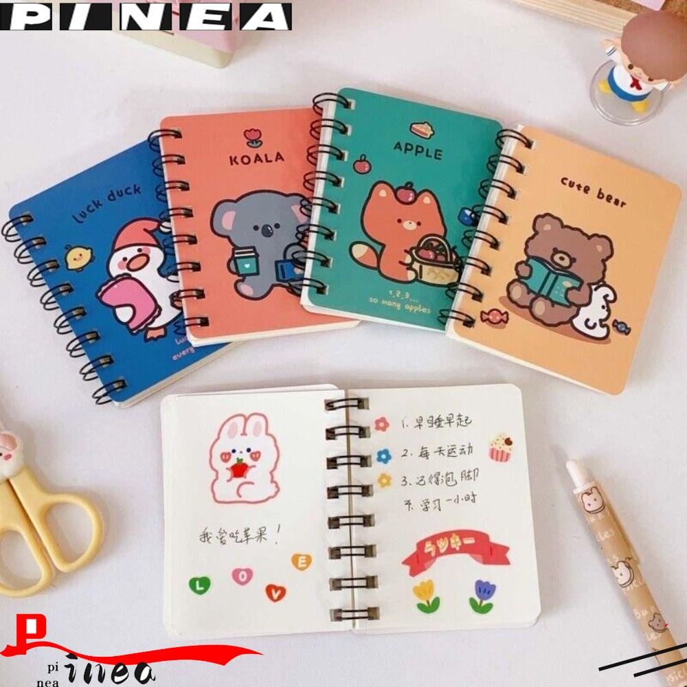 Kertas Buku Koil A7 Kartun Nanas Hardcover Spiral Memo Notepad Belajar Kantor Pocket Notepad Lucu