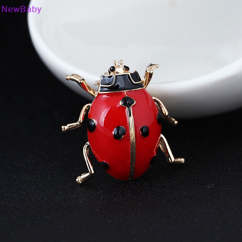 Newbaby Fashion Enamel Merah Kepik Serangga Bros Kumbang Pin Syal Korsase Perhiasan Hadiah ID