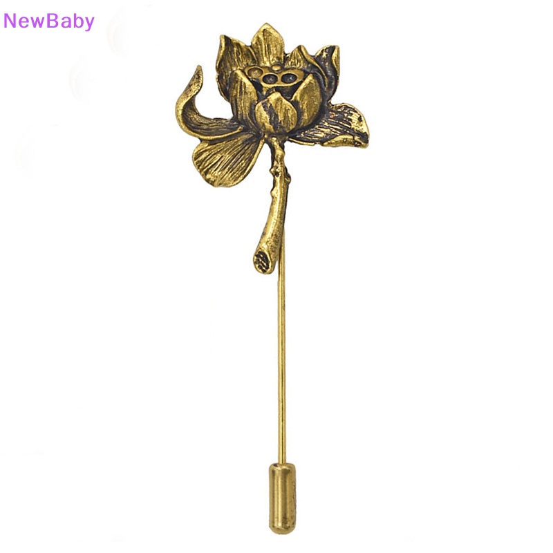 Newbaby Warna Emas Perak Lotus Pin Bunga Bros Untuk Wanita Aksesoris Pakaian Wanita Lucu Pernikahan Perjamuan Bros Perhiasan ID