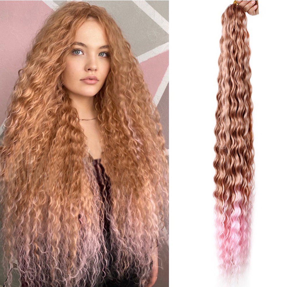 Wig Rambut Keriting Gradasi Warna-Warni 30inch Hip Hop Ekstensi Rambut Kepang Kotor Untuk Wanita