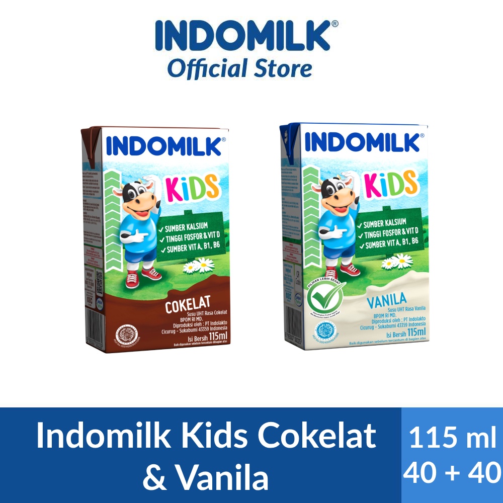 

Indomilk Susu UHT Kids Vanila & Choco 115 ml x 80 [2 Karton]