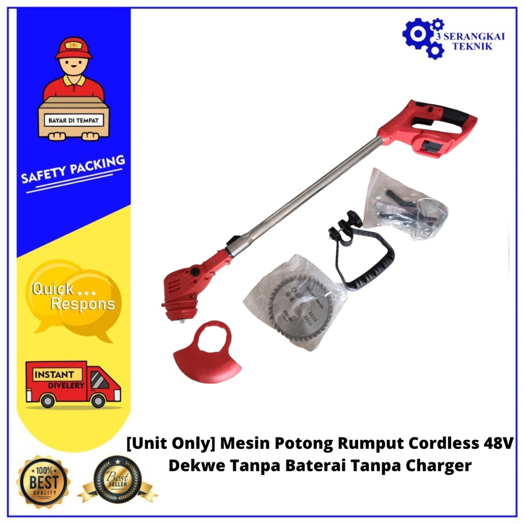 [UNIT ONLY] Mesin Potong Rumput Cordless Tanpa Baterai Tanpa Charger 48Vf Dekwe