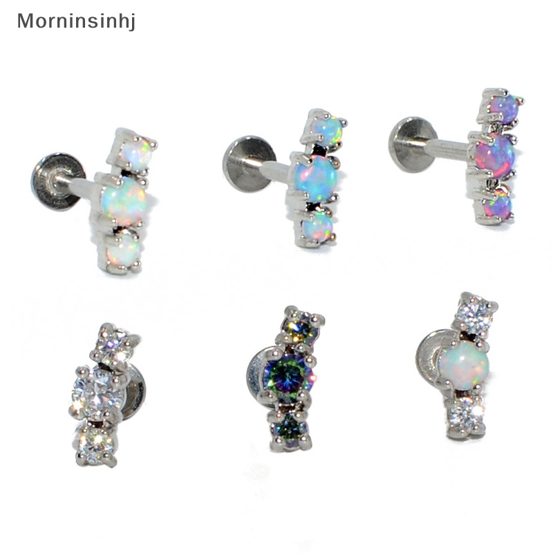 Mornin 1pcs Opal Zirkon Anting Untuk Wanita Telinga Tulang Kuku Tulang Rawan Anting Spiral Stud Earring Tubuh Perhiasan Hadiah id