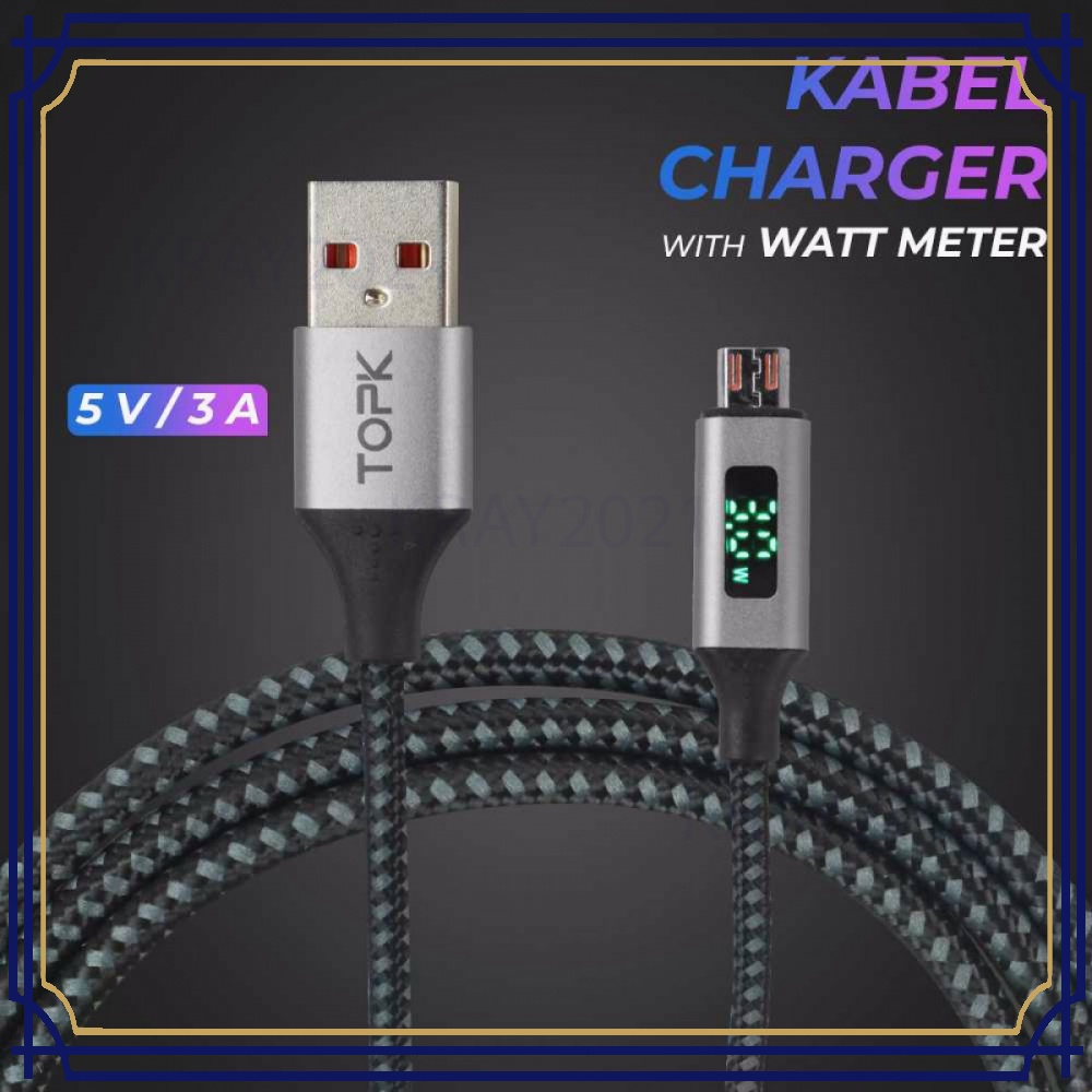 Kabel Charger Micro USB TPE 3A 1M with Voltage Meter -CV029