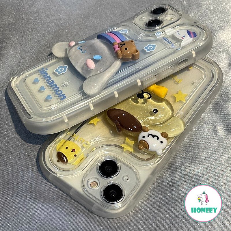 Casing Ponsel Sanrio Kartun Lucu 3D Untuk iPhone 14 Pro 13 12/12pro 11 Pro MAX XR XS MAX X 14 7 8plus Y2k Anak Perempuan Silikon Shockproof Soft Cover