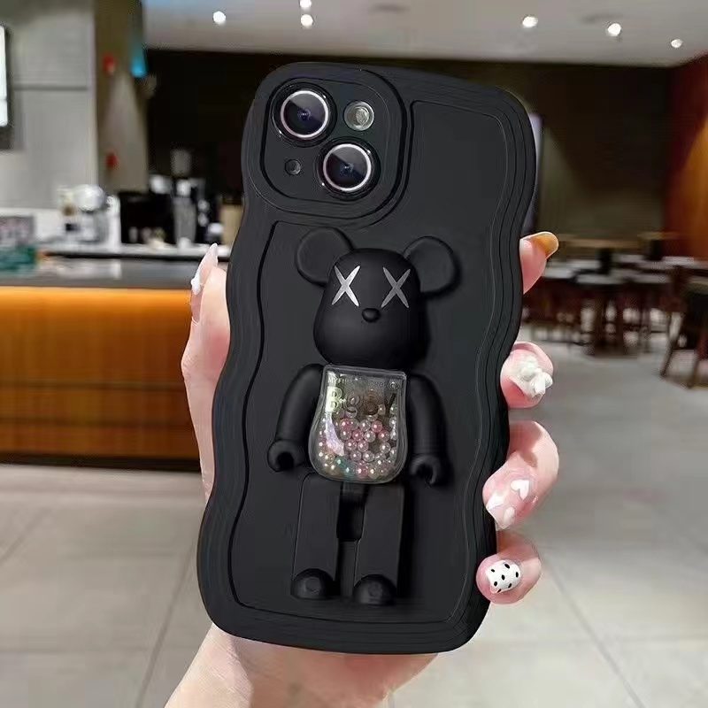 XX Bear Holder Wave Soft Case HP VIVO Y02 Y22 Y22S V25E V25 V20 Y35 FTD Casing Xiaomi Poco X3 NFC Pro M3 Redmi 9T A1 A2 9C 10A 10C Note 8 10 10S 11 11S 9 Pro 9S 4G 5G