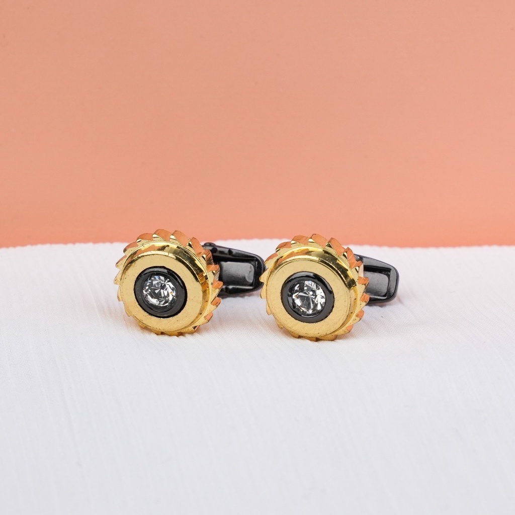 Cufflink Pria Mewah Gold Black Stainless Steel Thobe Kabak Orient Cufflink