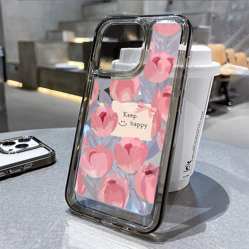 Case Kartun Bunga Untuk IPhone Kompatibel6 7 8 6Plus 7Plus 8Plus 11 14 Pro Max X XS XR 11 12 13 14 Pro Pro Max SE 2020 2022 Plating Electroplated Buttons Shockproof Cover