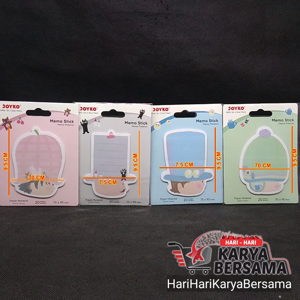 

JOYKO MEMO STICK PELEKAT MMS-36 HAT MAN 1 PACK ISI 20'S MOTIF RANDOM