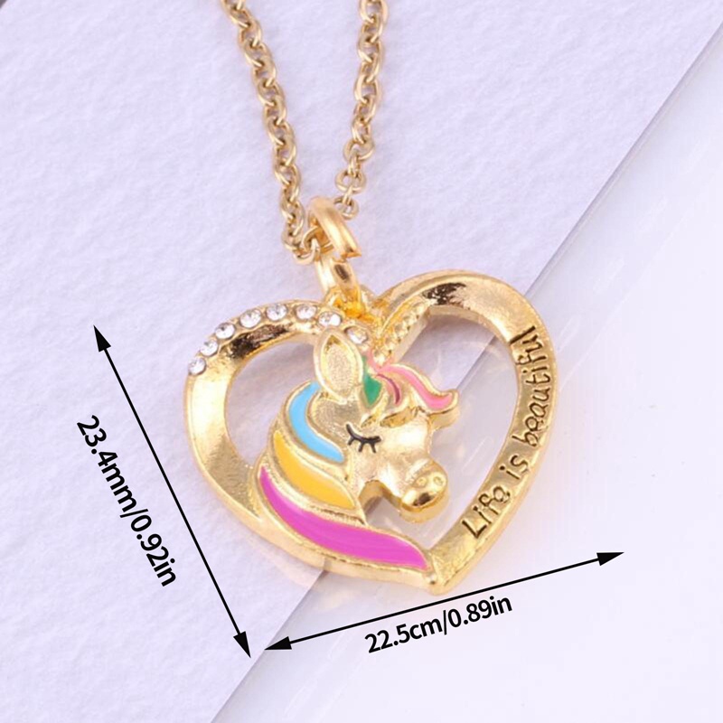 Fation Fashion Wanita Kristal Birthstone Unicorn Kalung Untuk Gadis Unicorn Perhiasan Untuk Remaja Gadis Putri Hadiah Pesta Ulang Tahun Mkilni