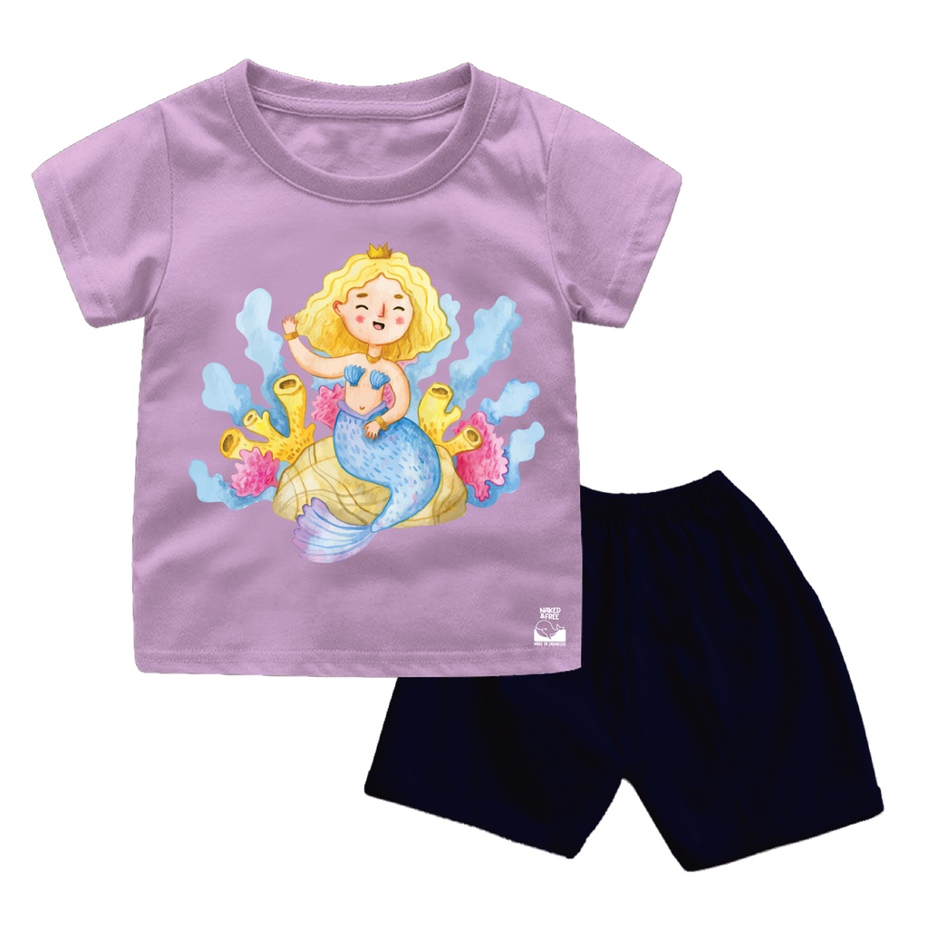 Baju Anak Perempuan Setelan Anak Perempuan Mermaid Hello Bahan Katun Combed 30s