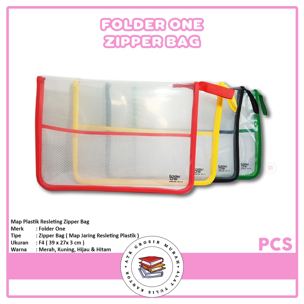 

FOLDER ONE - Map Plastik Zipper Bag Ukuran Folio - Pcs