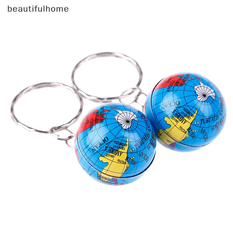 {beautifulhome} 2 Pcs Peta Dunia Globe Gantungan Kunci Perhiasan Bola Dunia Bumi Seni Liontin Gantungan Kunci Hadiah.