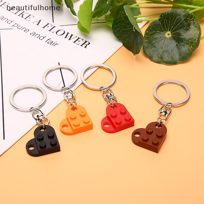 {beautifulhome} 1pc Best Friend Keychain Brick Untuk Pasangan Persahabatan Split Heart Key Ring Hadiah.