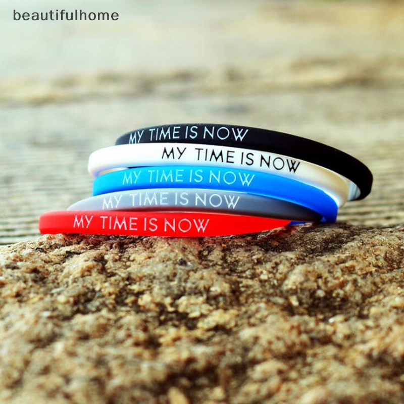 {beautifulhome} My Time Is Now Student Fashion Couple Gelang Silikon Olahraga wrist band.