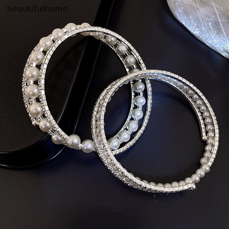 {beautifulhome} Gelang Mutiara Imitasi Kristal Multilayer Stretchable Pearl Bracelet Gelang Mutiara Untuk Wanita Hadiah Perhiasan Pengantin.