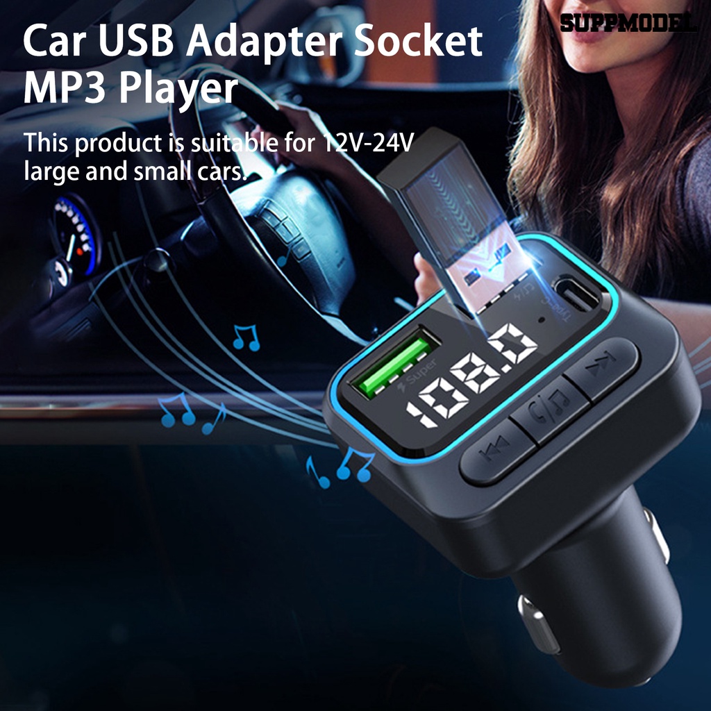 [SM] Adaptor Charger Mobil 12V-24V Digital Display Handsfree 3port QC3.0 Fast Charging USB Car Phone Charger Adapter MP3 Player Perlengkapan Kendaraan