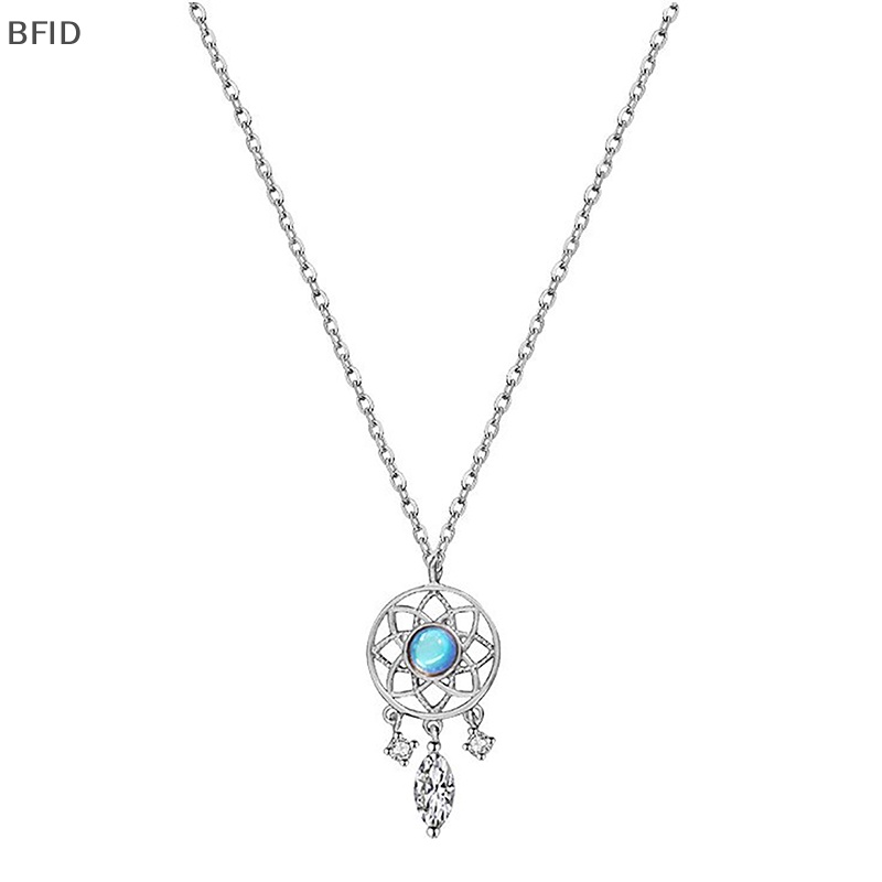 [BFID] Indah Moonstone Dream Catcher Element Kalung Wanita Warna Perak Liontin Kalung Rumbai Liontin Perhiasan Hadiah Anniversary [ID]