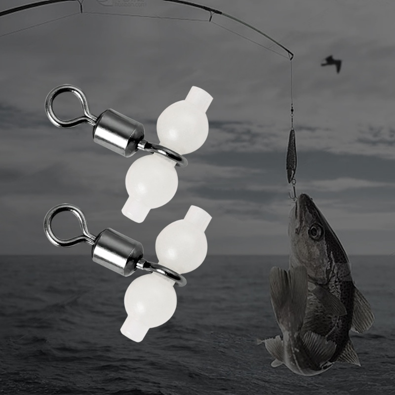 10pcs Stainless Steel Fhising Hooks Line Bead/Konektor Rolling Memancing Putar Bercahaya/Konektor Umpan Pancing/Fishing Tackle/T Shape Bearing Rolling Swivels
