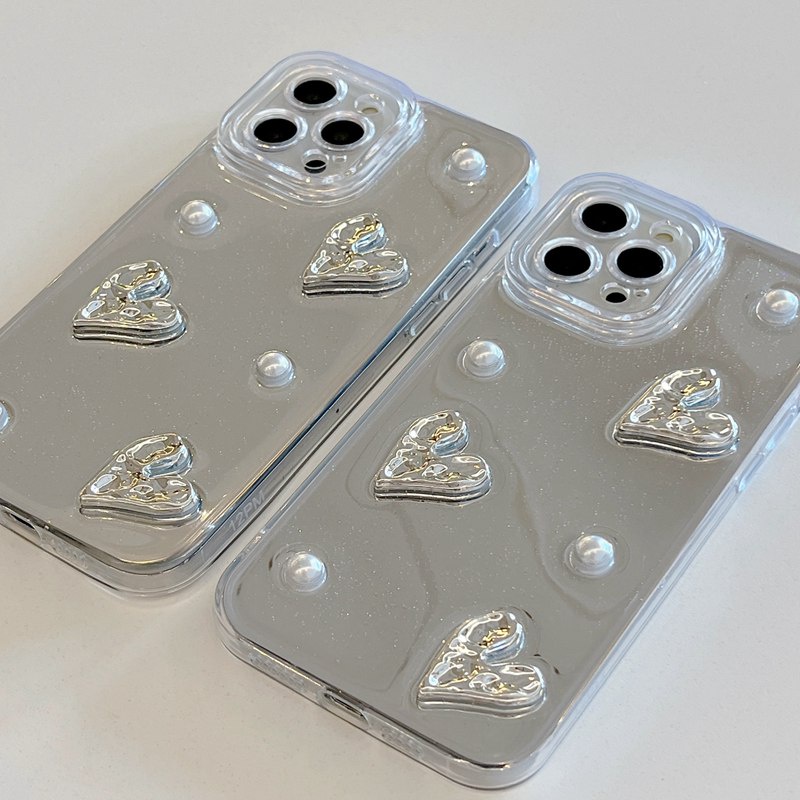 Nice！Shine Pearl Love Mirror Soft TPU Case HP iP iPhone 14 13 12 11 Pro Max Drop Glue FTD Casing Apple