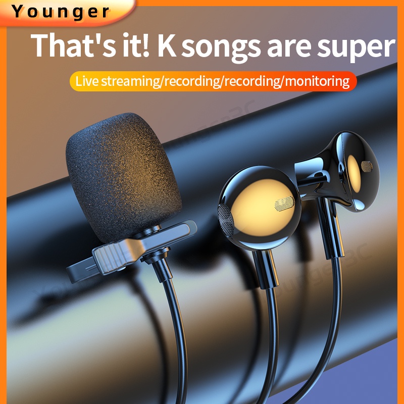 Hadiah Gratis Lavalier Microphone Earphone In Ear Headset Kabel Untuk Video Live Streaming Kursus Online Mikrofon Mini Rekaman Interview