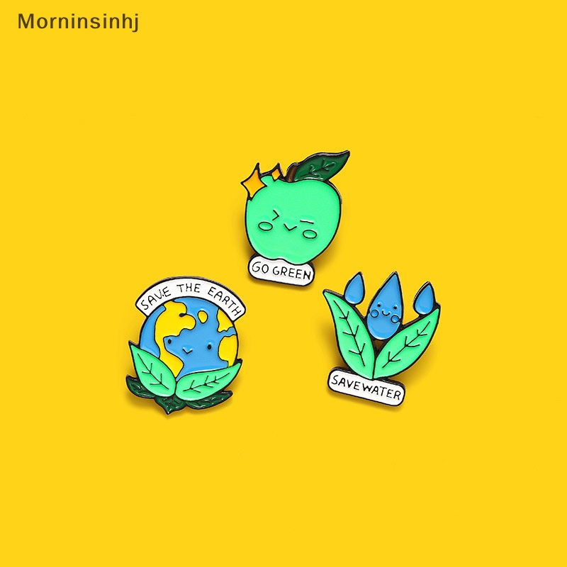 Mornin Save the Earth Enamel Protect Environment Bros Tas Pakaian Lapel Pin Badge id