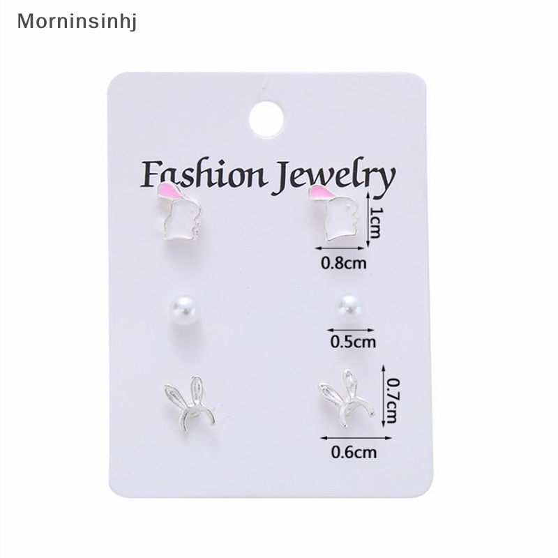 Mornin Set Anting Korea Geometris Wanita Modern Anting Tusuk Fashion Perhiasan Mutiara Kristal Anting Hati Untuk Wanita id