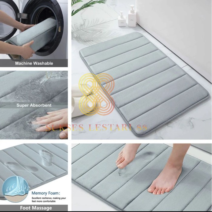 Keset Anti Slip Kamar Mandi Memory Foam Serap Air