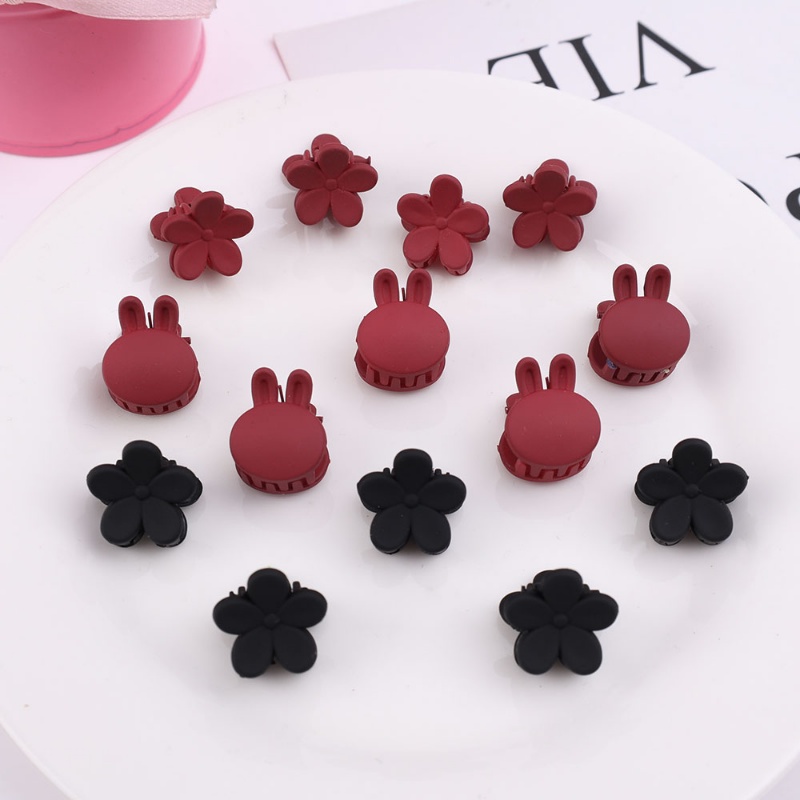 Woman Mini Flower Heart Rabbit Design Hair Claw Clips Girl Sweet Cute Akrilik Frosted Hiu Klip Poni Samping Jepit Rambut Aksesoris Rambut