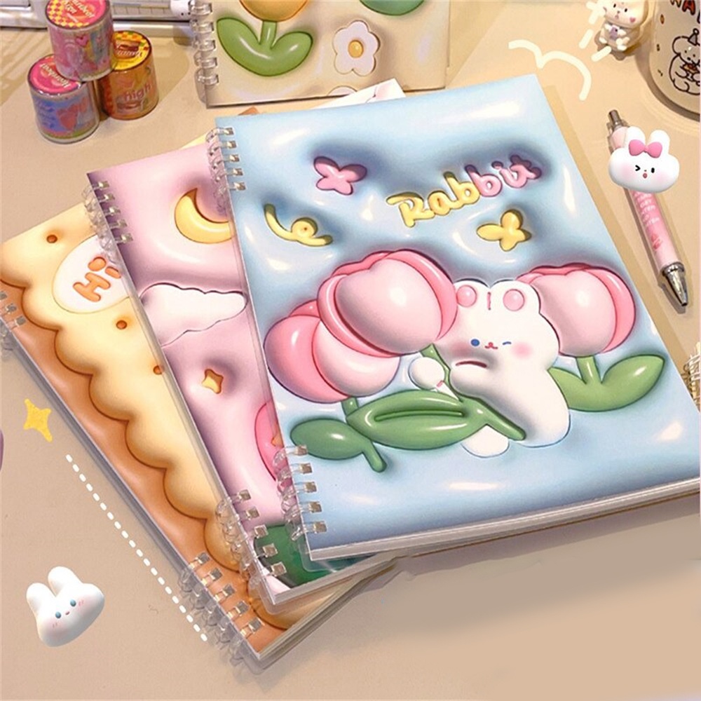 120halaman 3D Inflatable Visual Journal Notebook Kecantikan Tinggi A5 Horizontal Loopbook Lucu Macaron Color Homebook Perlengkapan Sekolah