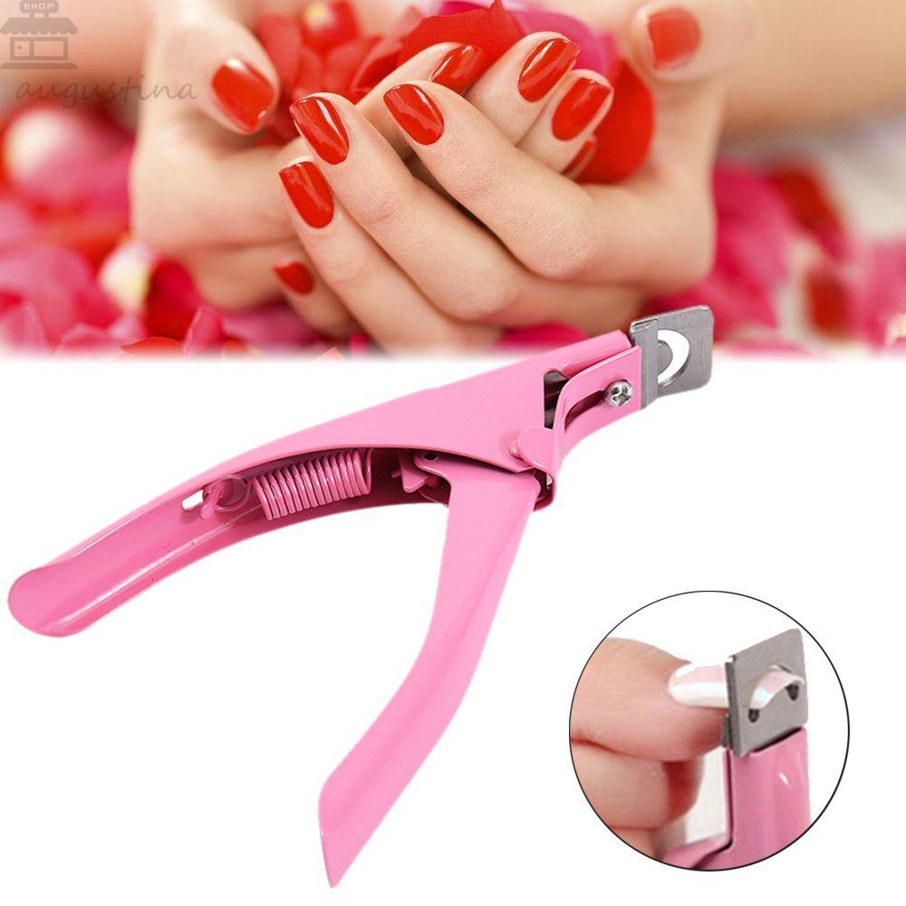AUGUSTINA Gunting Kuku Palsu Agustina Pink Profesional Manicure Nail Art Alat Pemotong Tepi