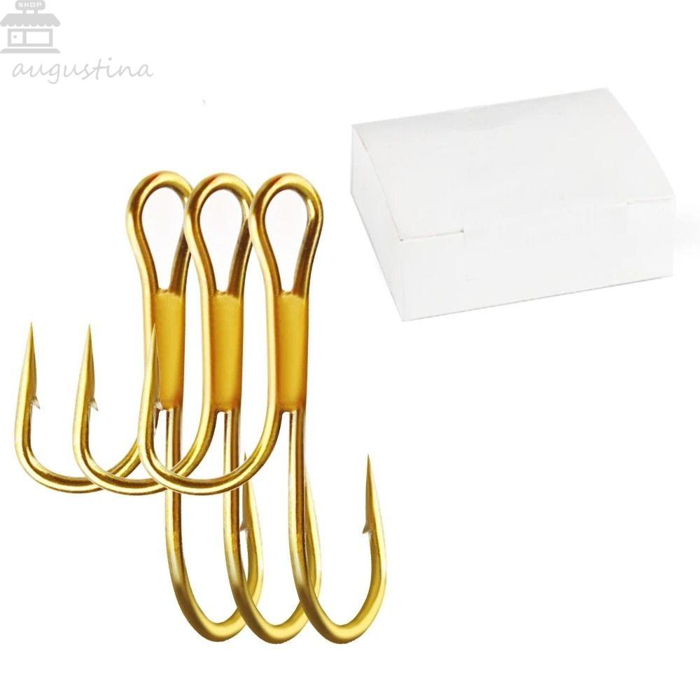 AUGUSTINA Agustina Kait Pancing Umpan Lembut Lalat Mengikat Salmon Trout Ryder Pike Duple Hook Baja Karbon Tinggi Golden Fishing Hooks