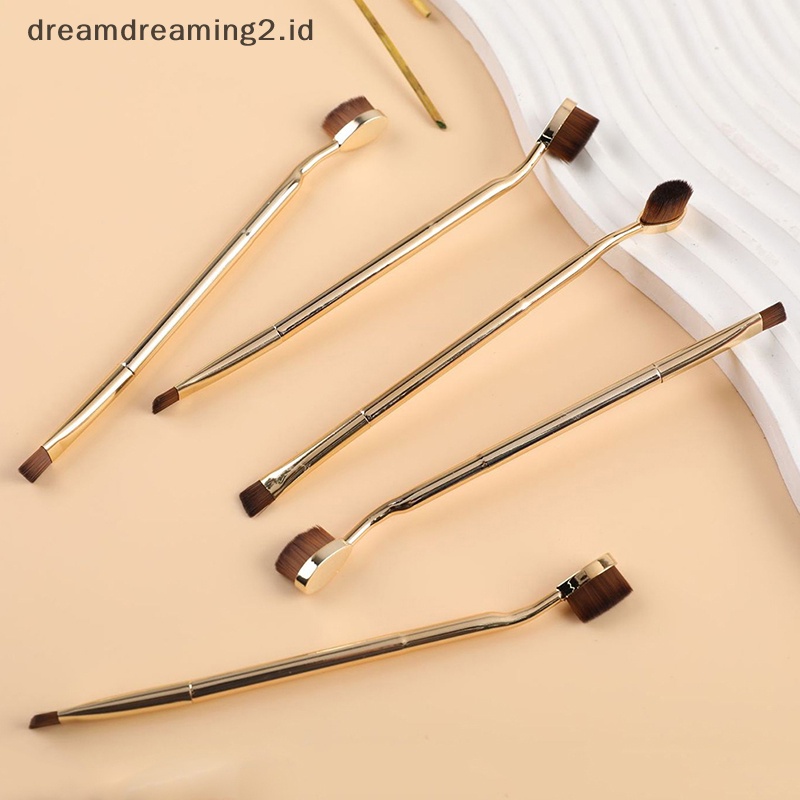 (drea) 1pc Kuas Makeup Kepala Ganda Cream Puff Toothbrush Brush &amp; Brush Alis //