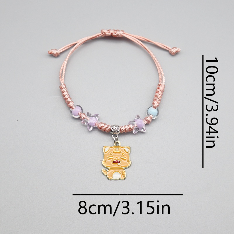 Koala Harimau Liontin Gadis Gelang Tali Kepang 1 Pcs Wanita Gelang Kerajinan Hadiah Ulang Tahun Aksesoris Fashion.